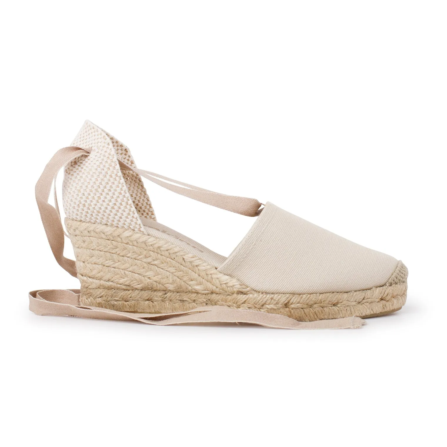 Almanera Sustainable, Eco Friendly, Vegan Canvas Espadrille Wedges - Beige Tan