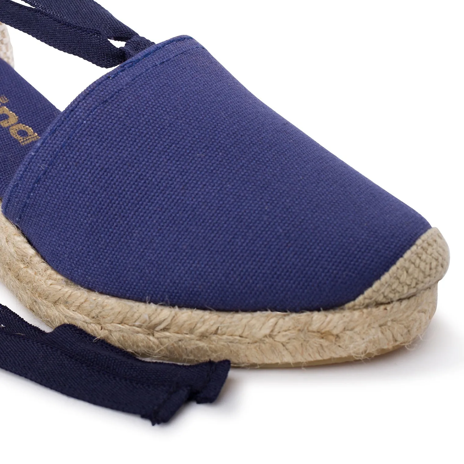 Almanera Sustainable, Eco Friendly, Vegan Canvas Espadrille Wedges - Navy