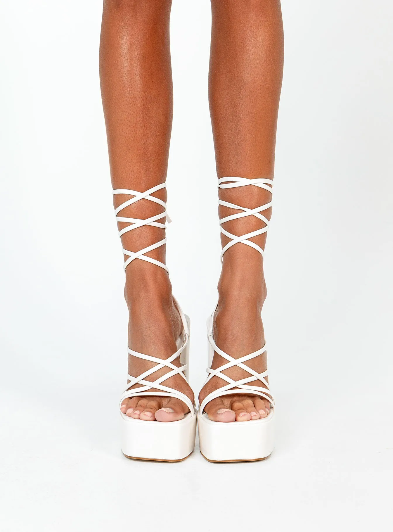 Amato Platform Heels White