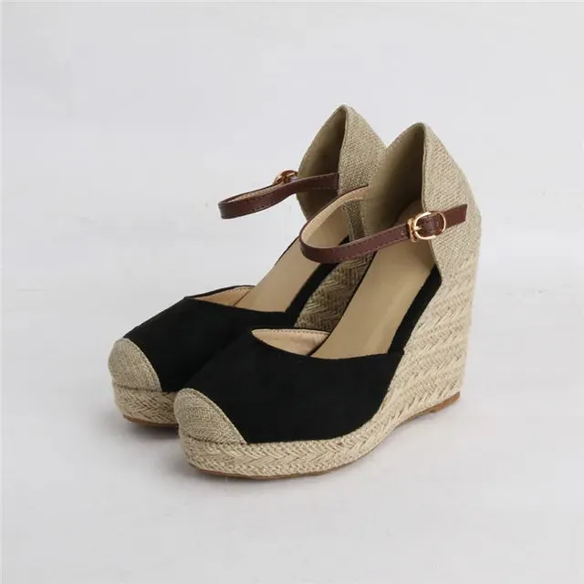 ANNYMOLI Women High Heels Platform Wedges Espadrille Shoes