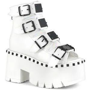 ASHES-70 Demoniacult Alternative Footwear Women's White Chunky Platform Sandals