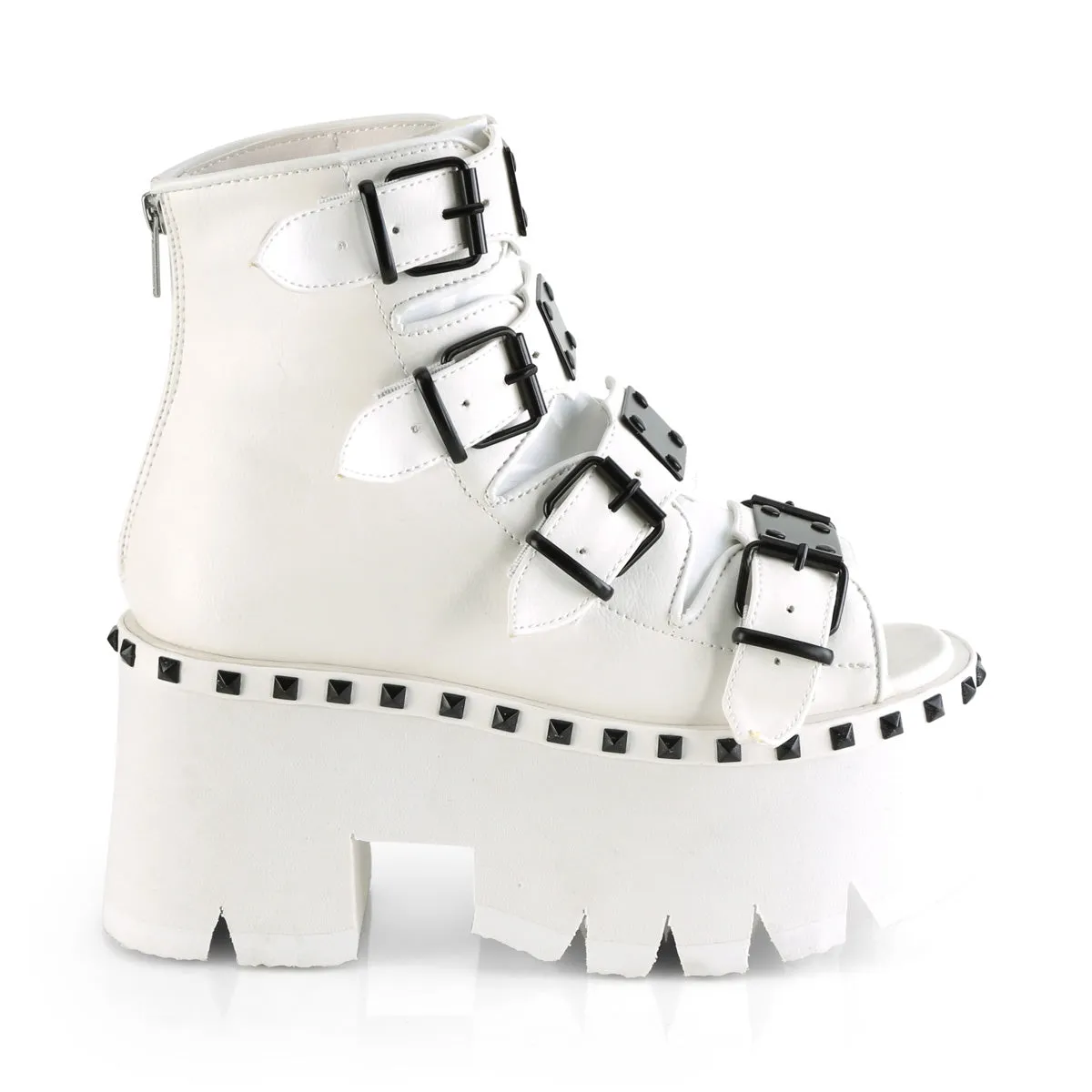 ASHES-70 Demoniacult Alternative Footwear Women's White Chunky Platform Sandals