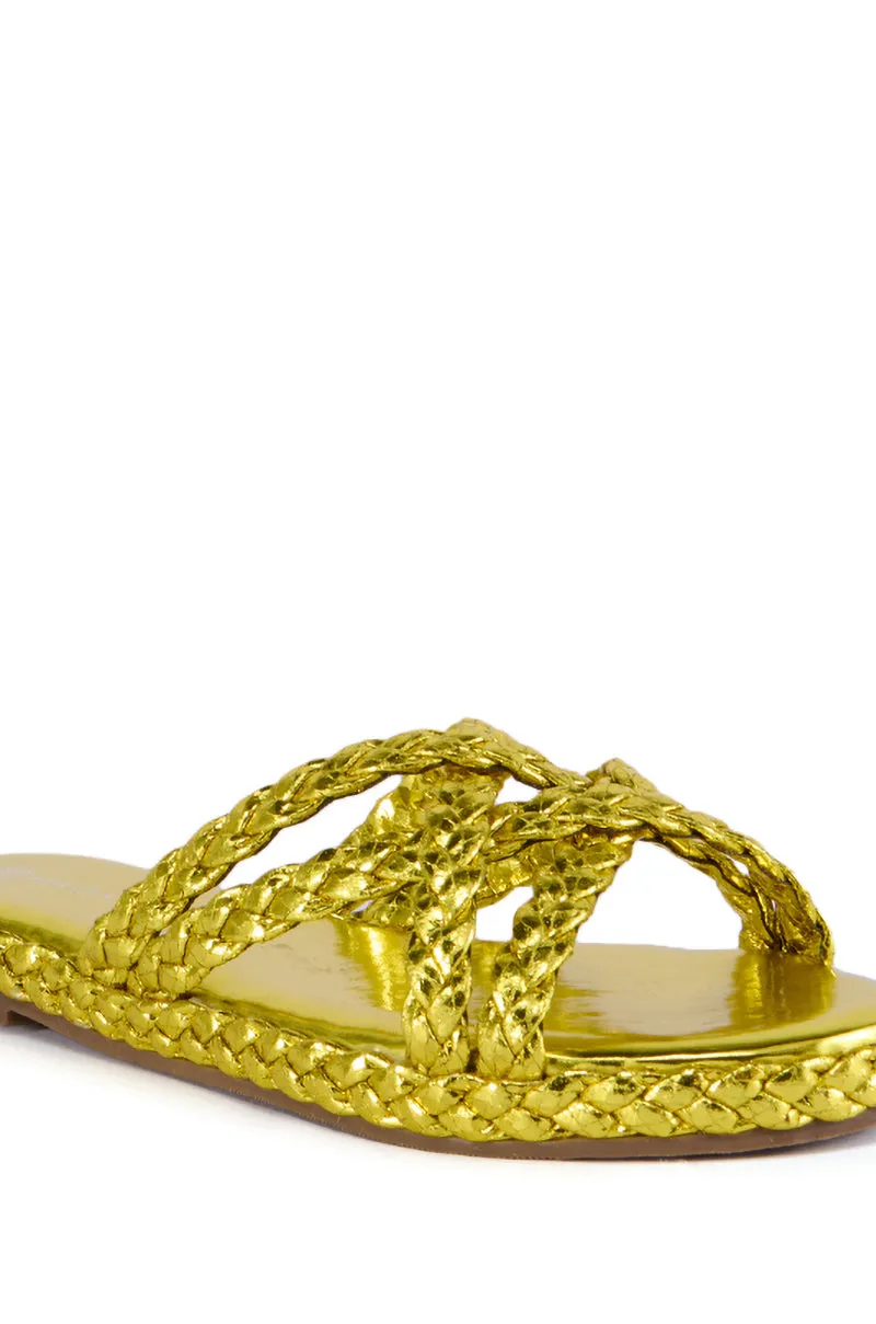 AZALEA WANG AMMON YELLOW METALLIC BRAIDED SANDAL