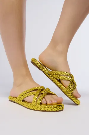 AZALEA WANG AMMON YELLOW METALLIC BRAIDED SANDAL