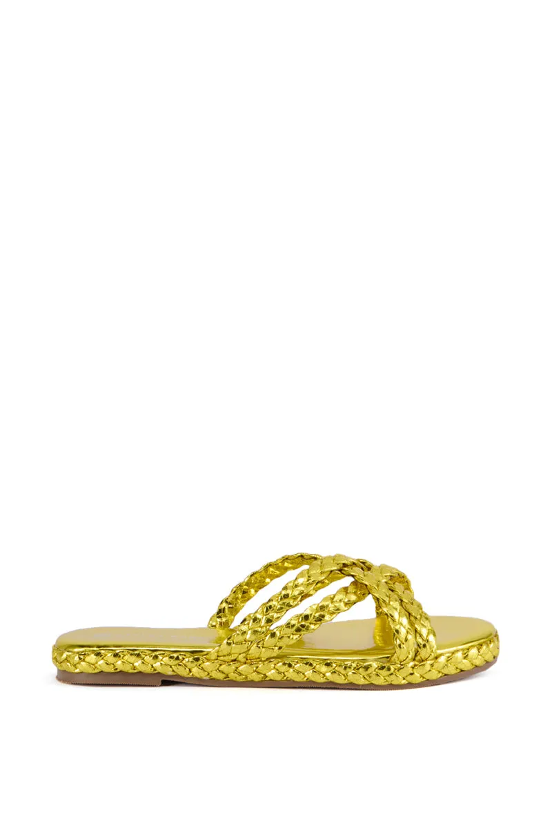 AZALEA WANG AMMON YELLOW METALLIC BRAIDED SANDAL