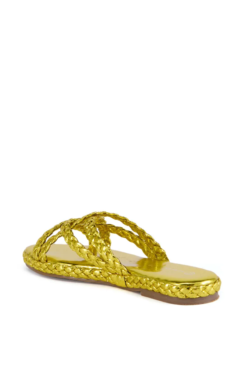 AZALEA WANG AMMON YELLOW METALLIC BRAIDED SANDAL