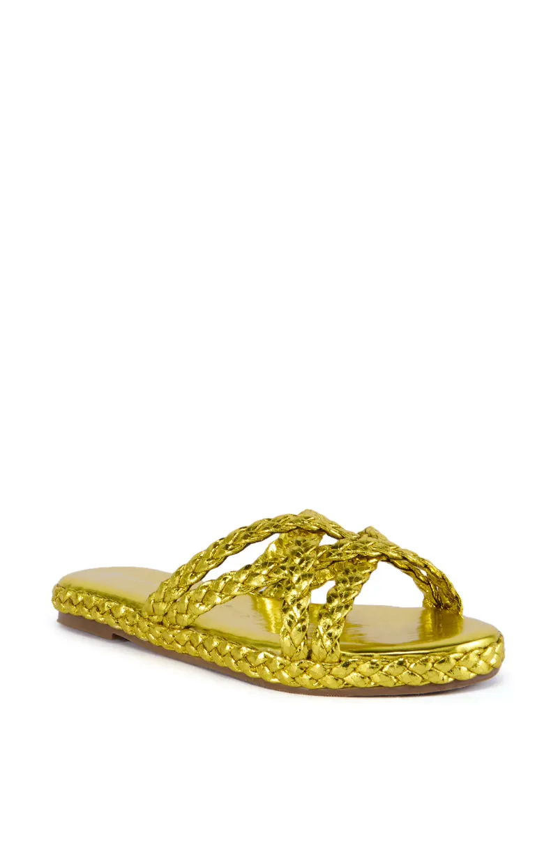 AZALEA WANG AMMON YELLOW METALLIC BRAIDED SANDAL