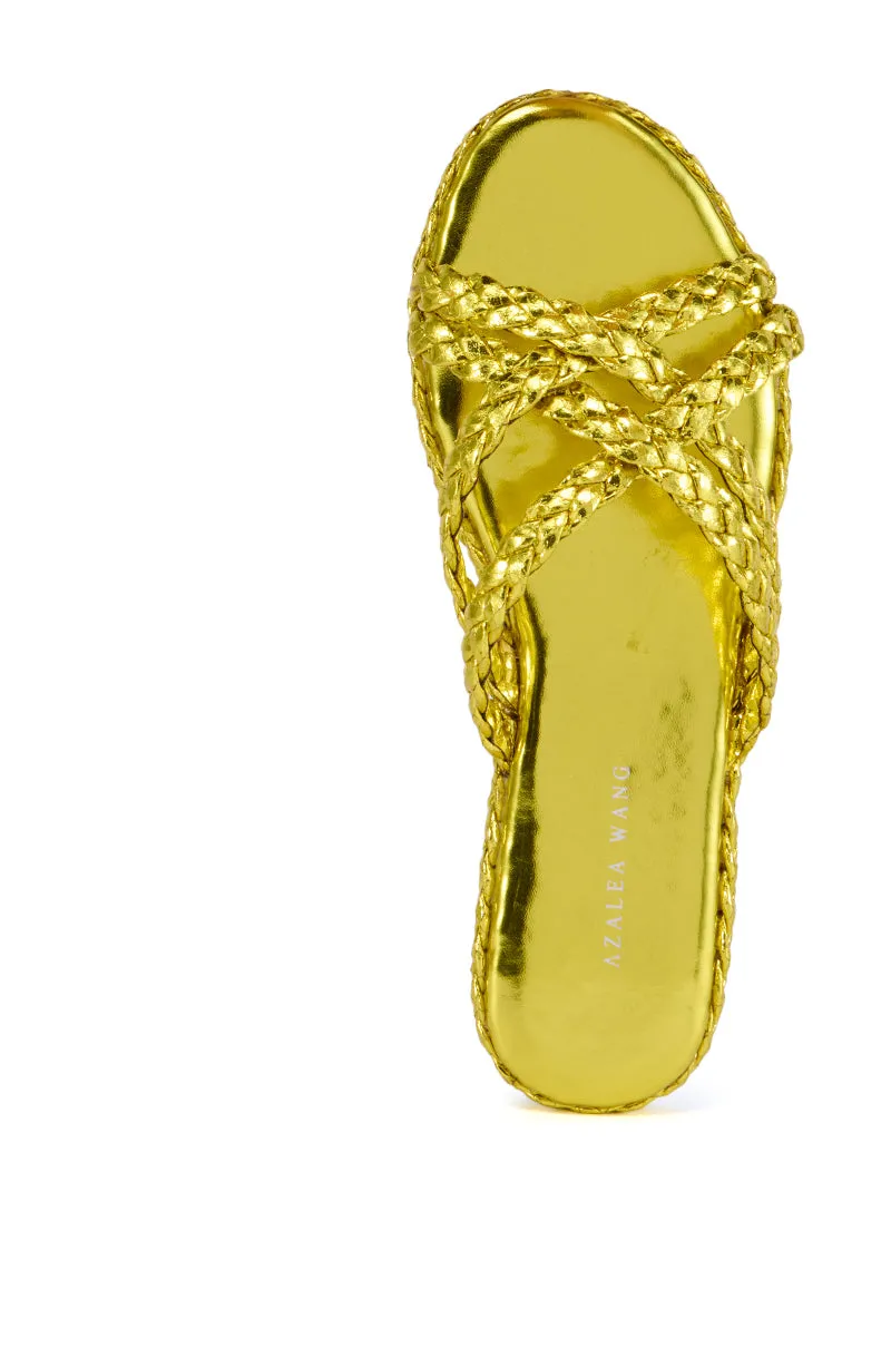 AZALEA WANG AMMON YELLOW METALLIC BRAIDED SANDAL