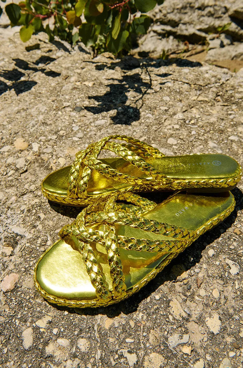 AZALEA WANG AMMON YELLOW METALLIC BRAIDED SANDAL