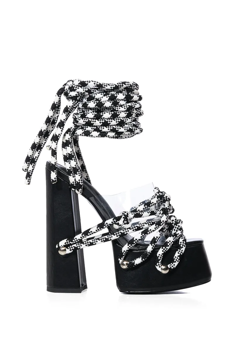 AZALEA WANG CREEPER ROPE DECOR PLATFORM SANDAL IN BLACK