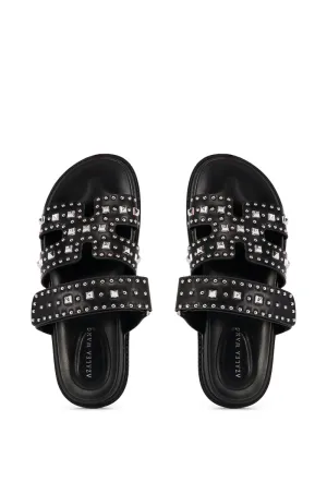 AZALEA WANG KEPLER BLACK EMBELLISHED SLIP ON SANDAL