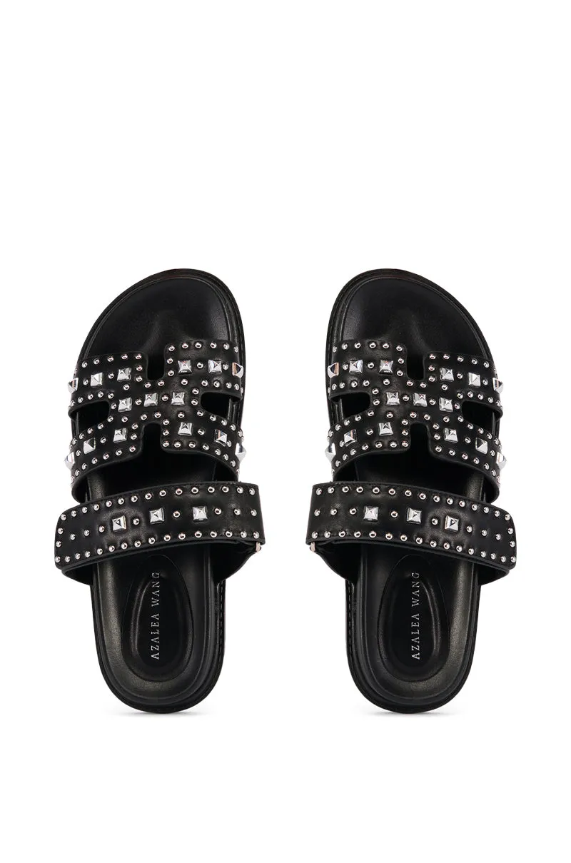 AZALEA WANG KEPLER BLACK EMBELLISHED SLIP ON SANDAL