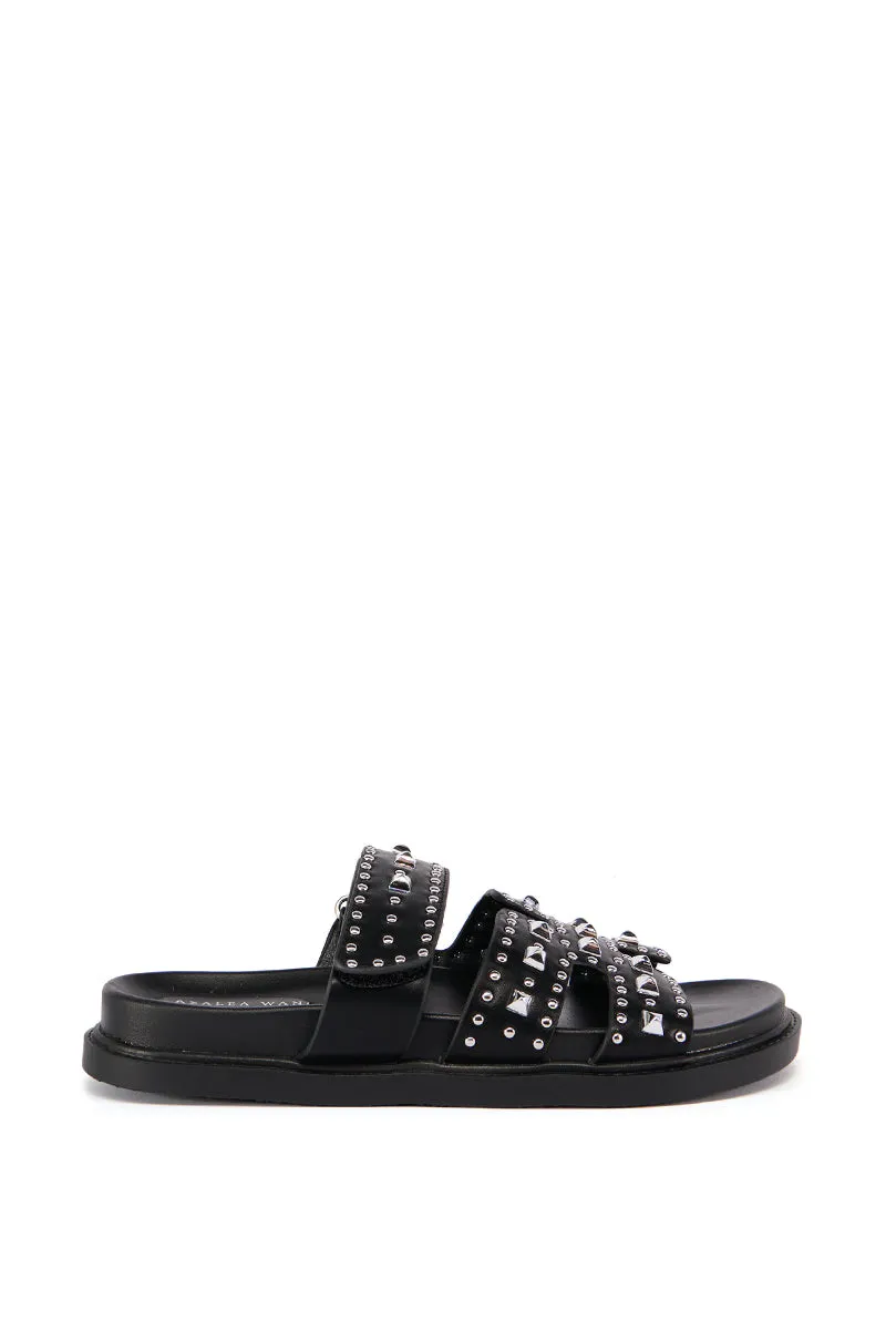 AZALEA WANG KEPLER BLACK EMBELLISHED SLIP ON SANDAL