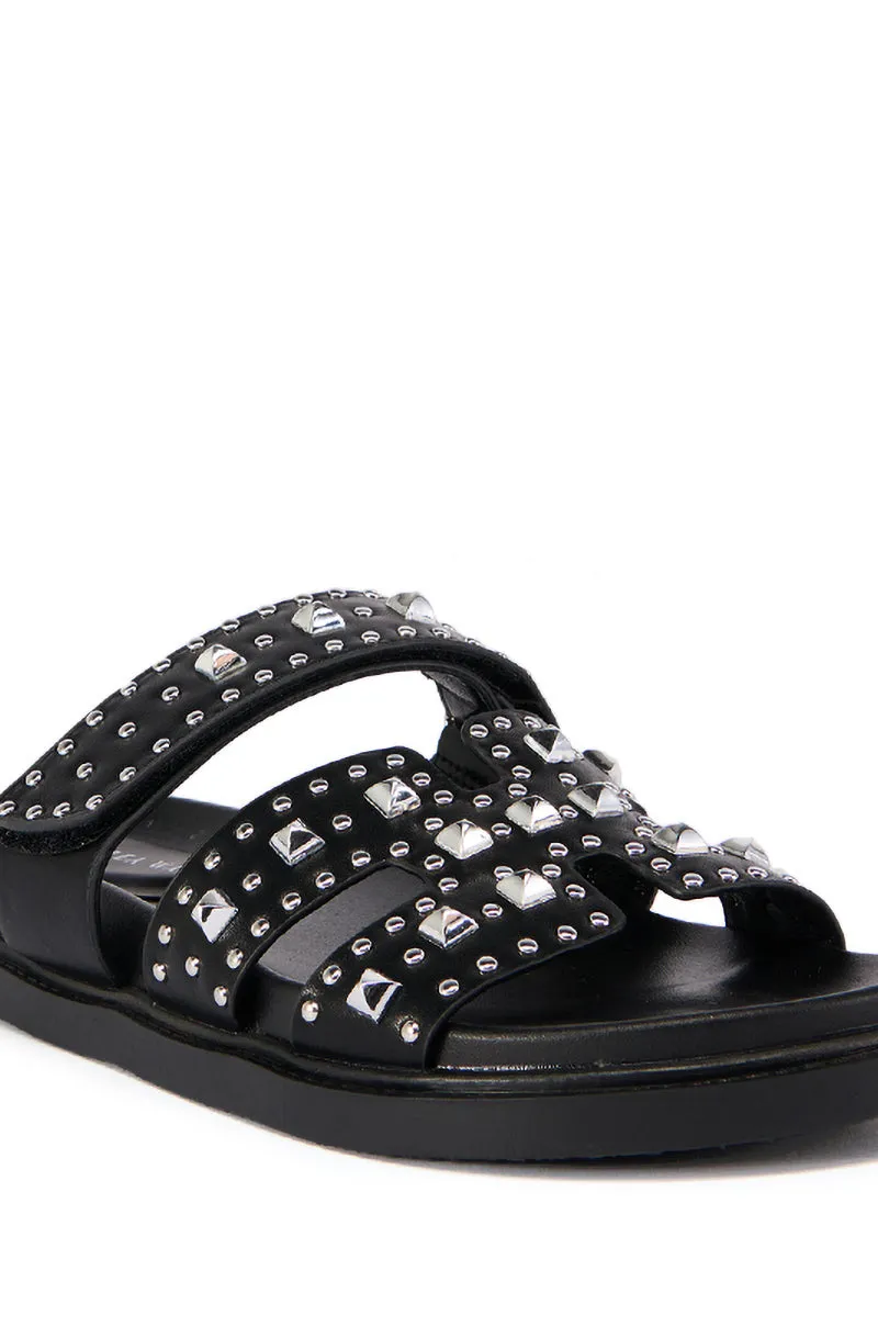 AZALEA WANG KEPLER BLACK EMBELLISHED SLIP ON SANDAL