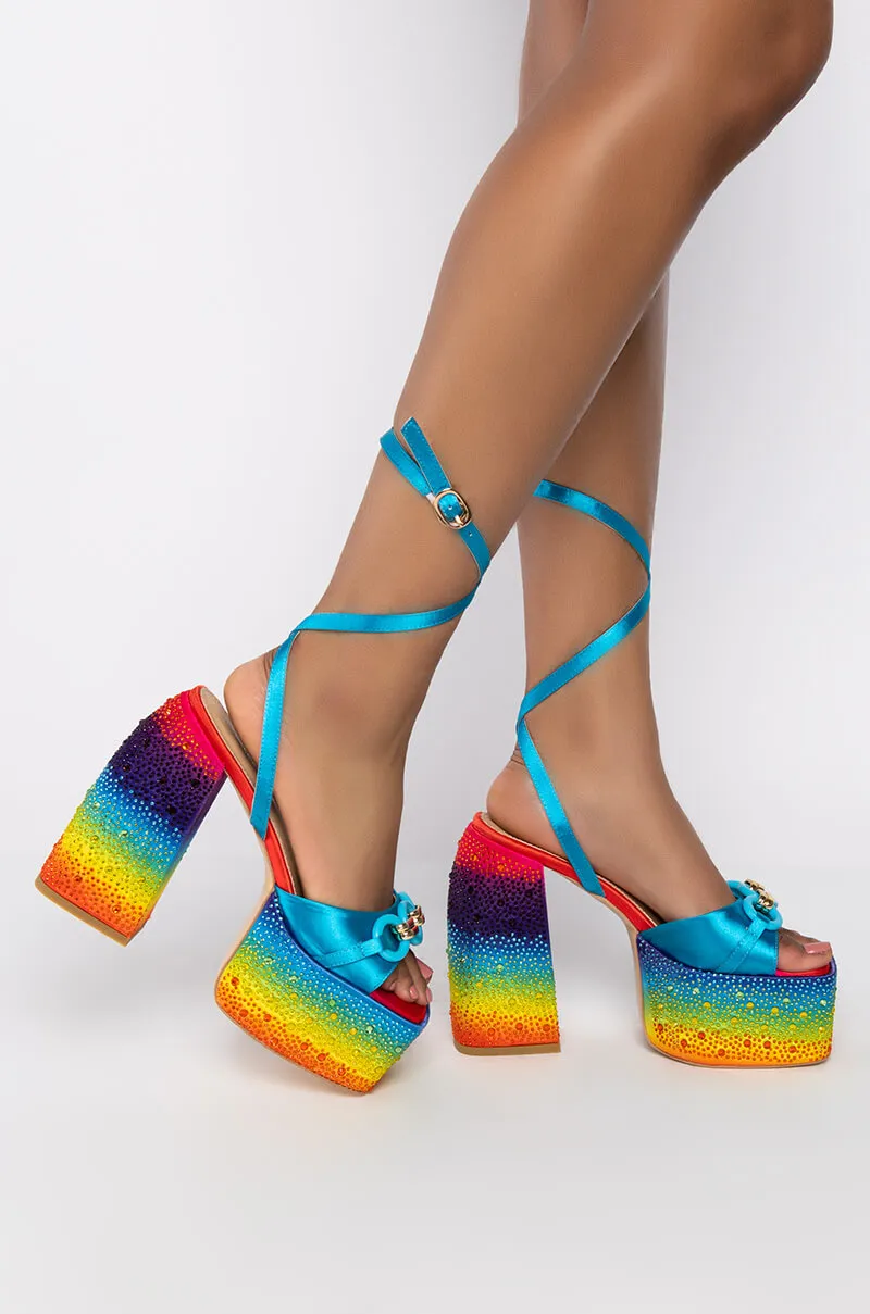 AZALEA WANG LOUD AND PROUD CHUNKY SANDAL IN RAINBOW