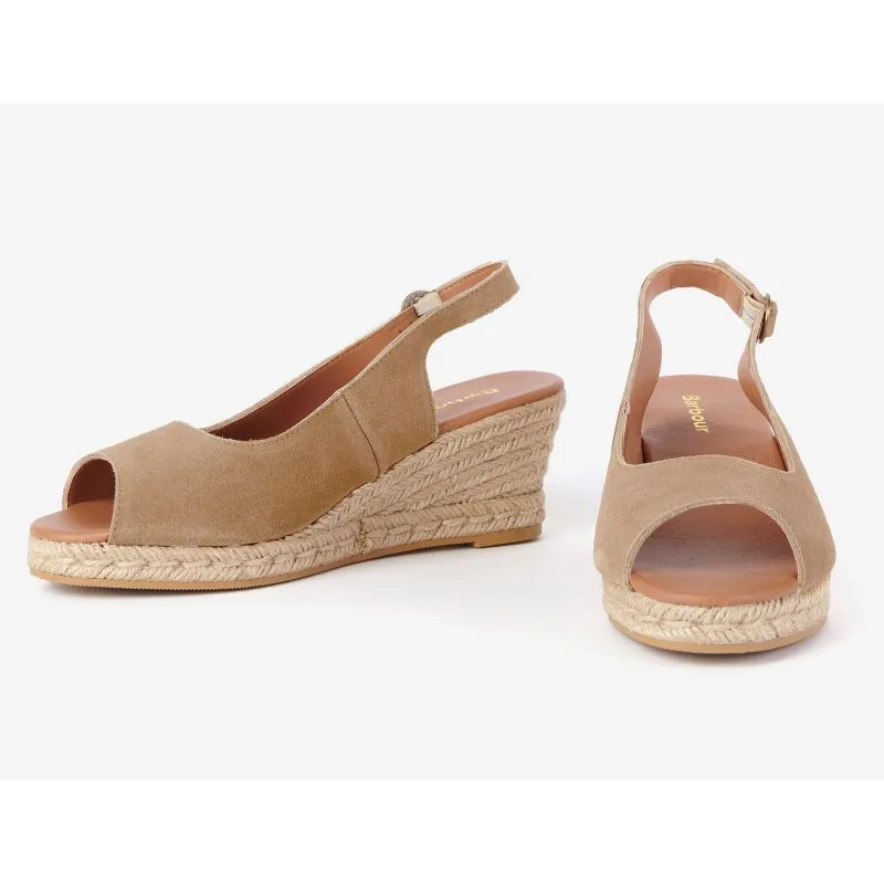 Barbour Nadia Suede Ladies Espadrille Wedge - Sand