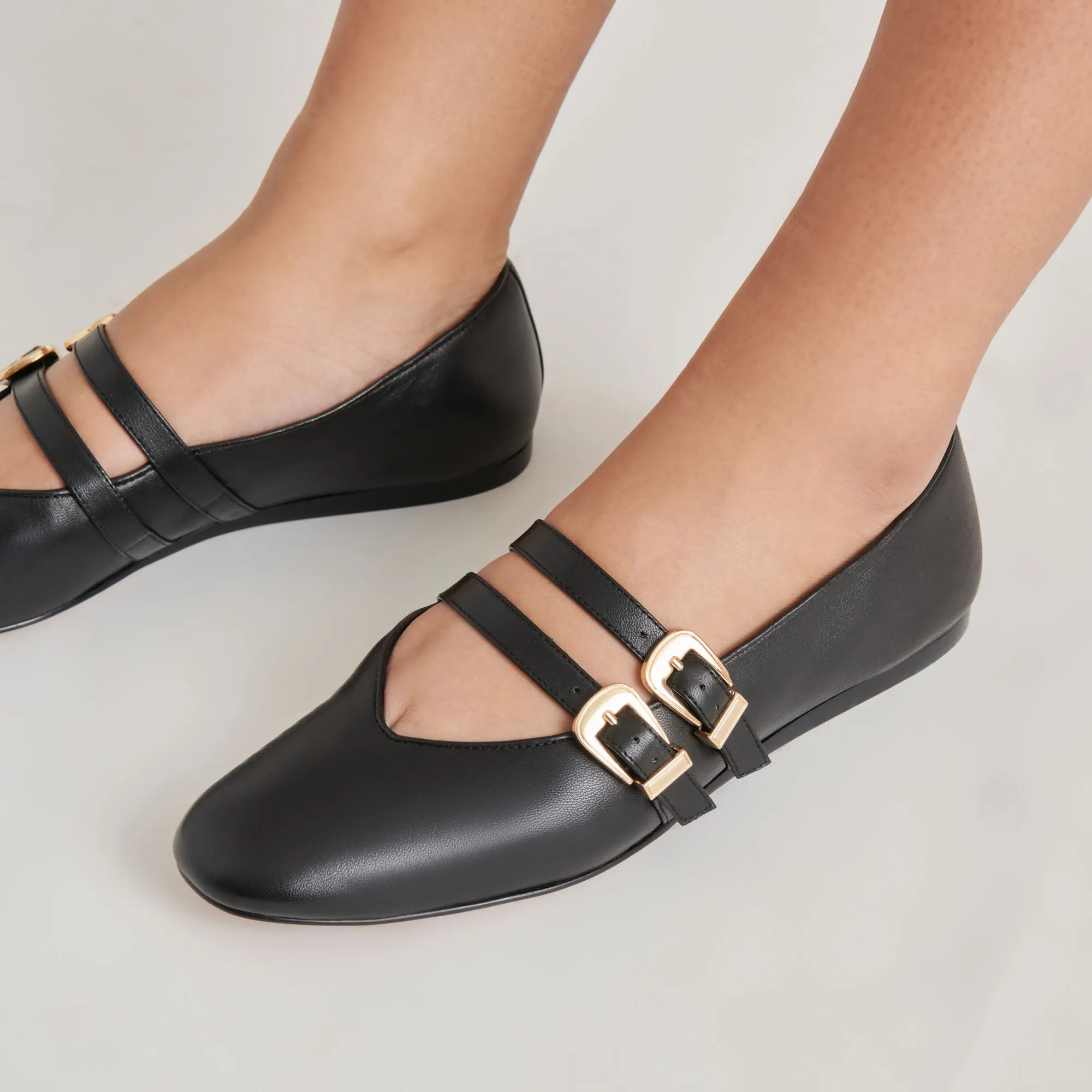 BAYLEE BALLET FLATS BLACK LEATHER