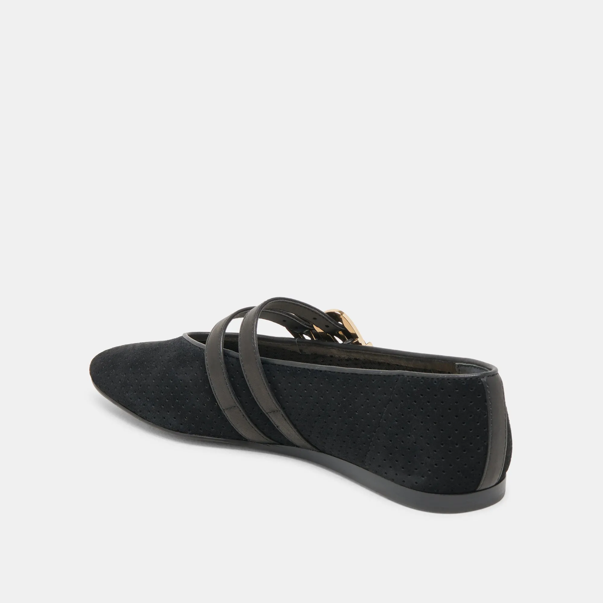 BAYLEE BALLET FLATS ONYX PERFORATED SUEDE