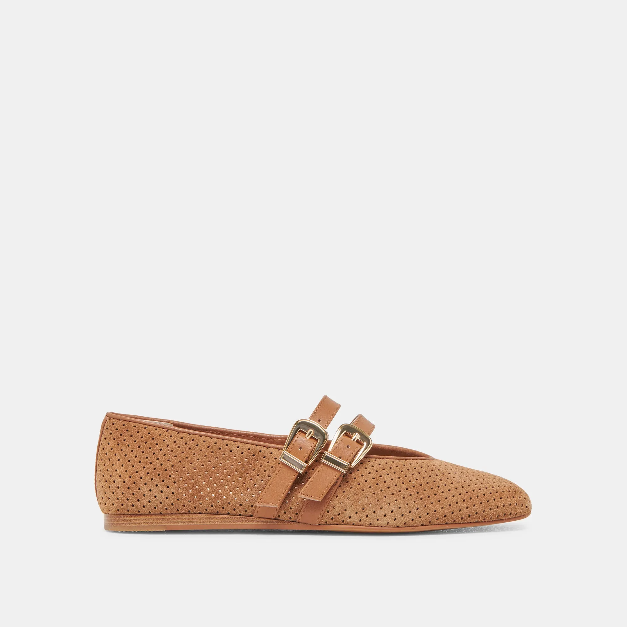 BAYLEE BALLET FLATS PECAN PERFORATED SUEDE