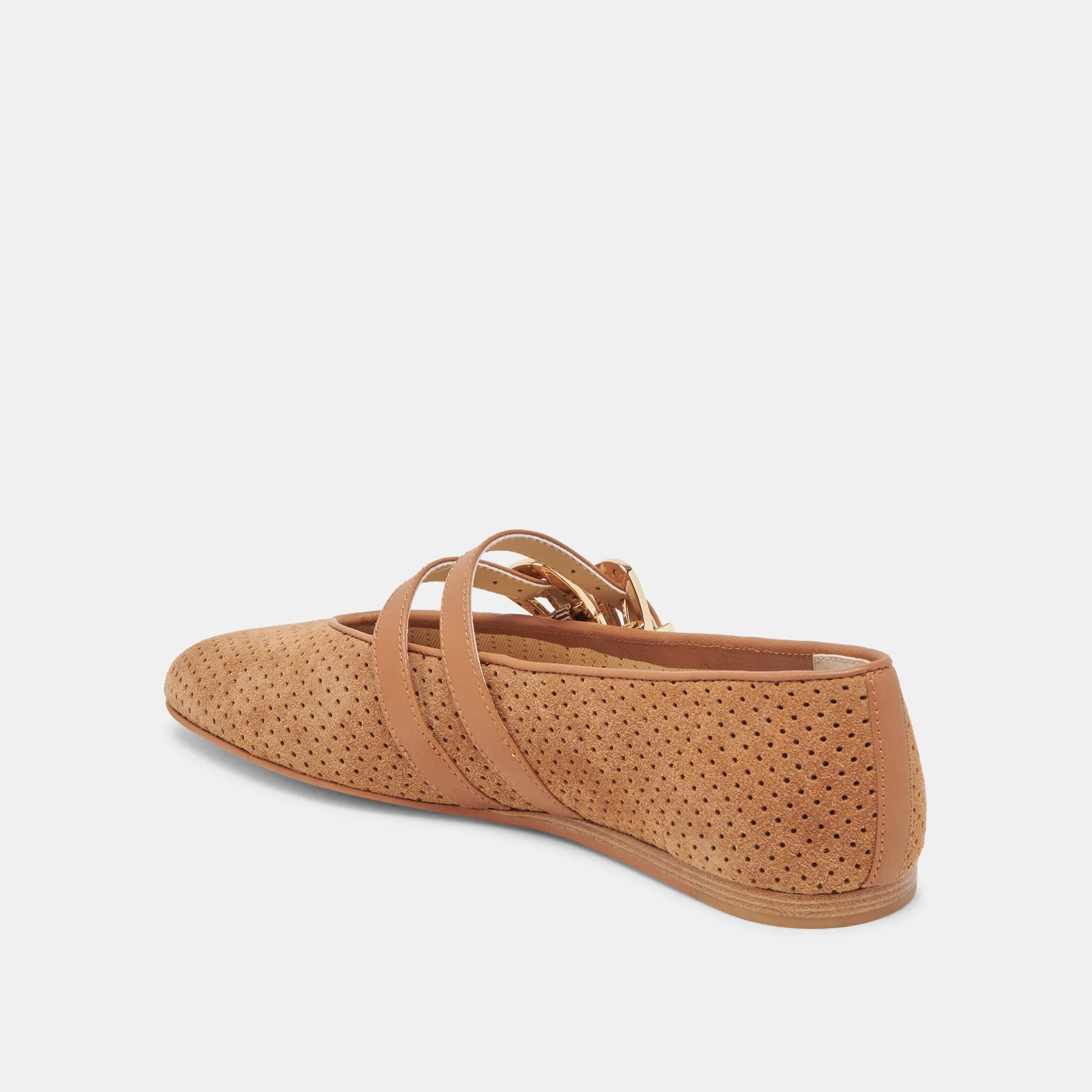 BAYLEE BALLET FLATS PECAN PERFORATED SUEDE