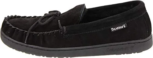 Bearpaw Men's Moc II Slip-On Black Suede Fur Lined Loafer