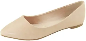 Bella Marie Angie-52 Natural Classic Pointy Toe Ballet Slip On Flats Shoes