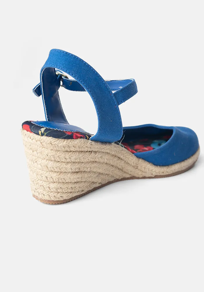 Blue Espadrille Wedges