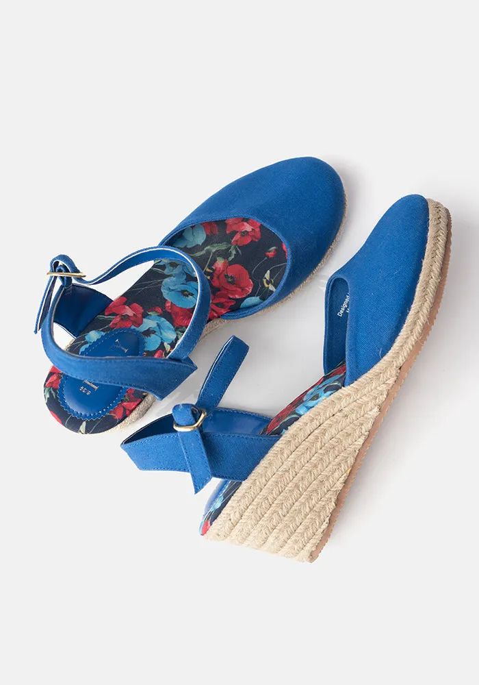 Blue Espadrille Wedges