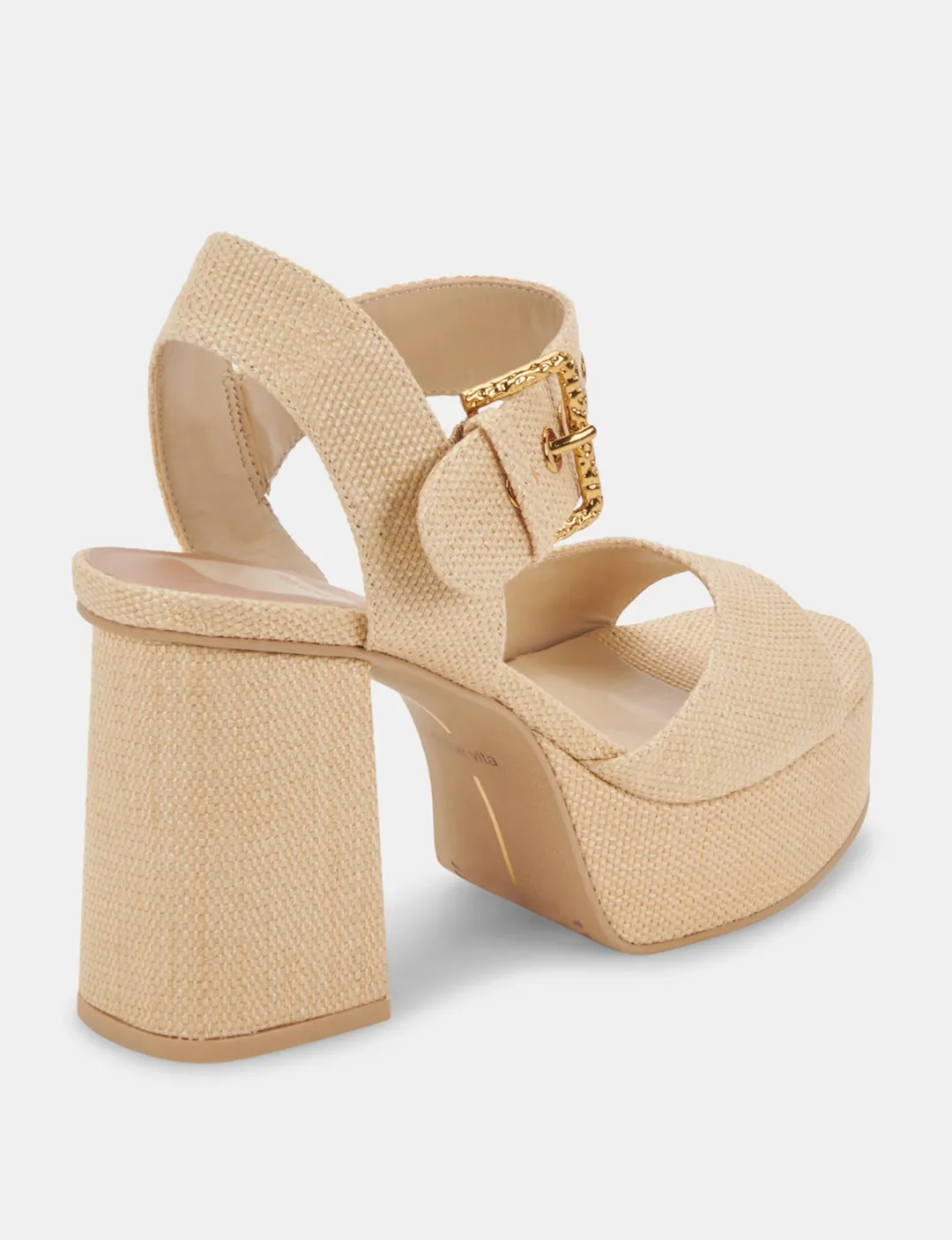 Bobby Platform Heel, Natural Raffia