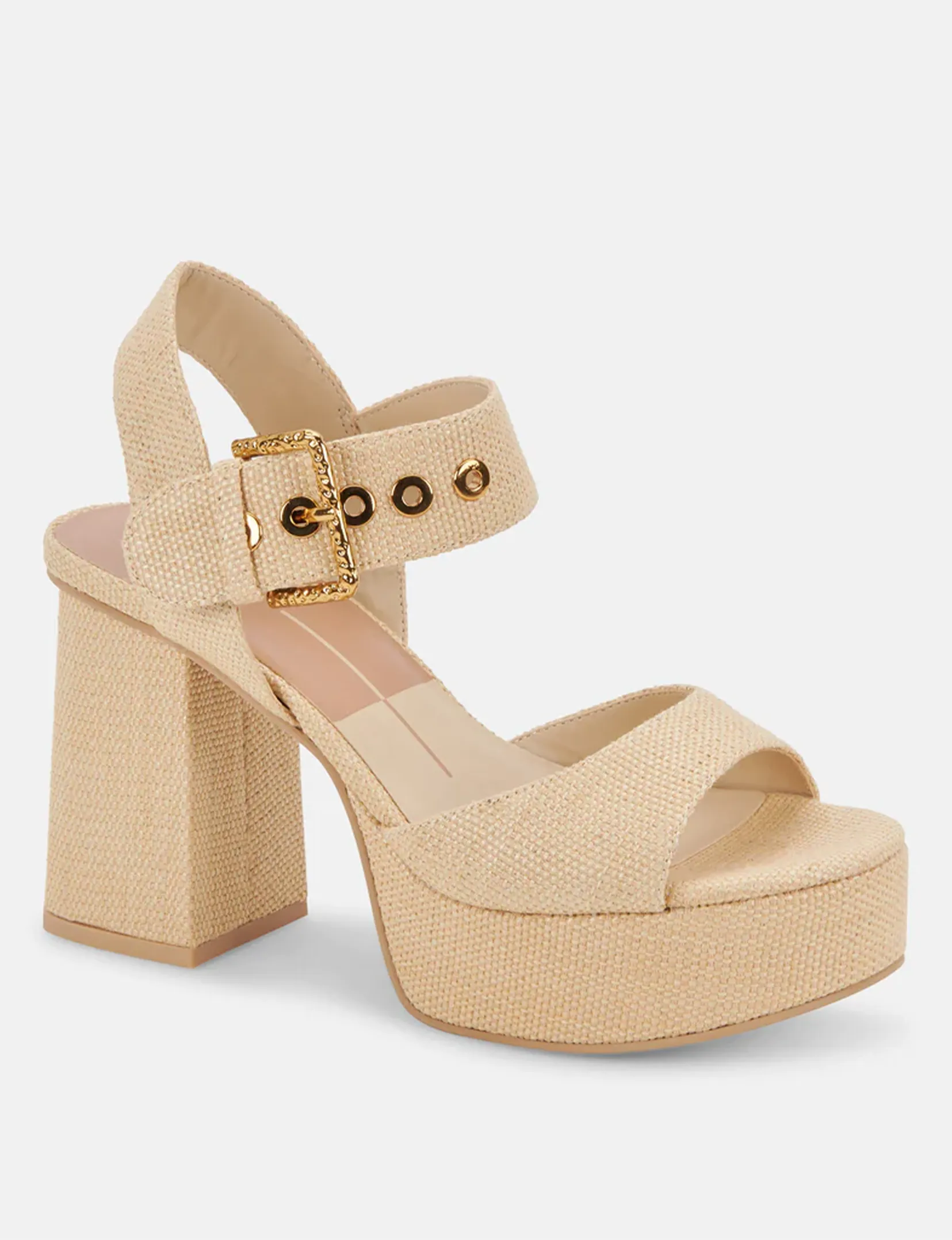 Bobby Platform Heel, Natural Raffia