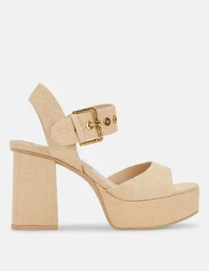 Bobby Platform Heel, Natural Raffia