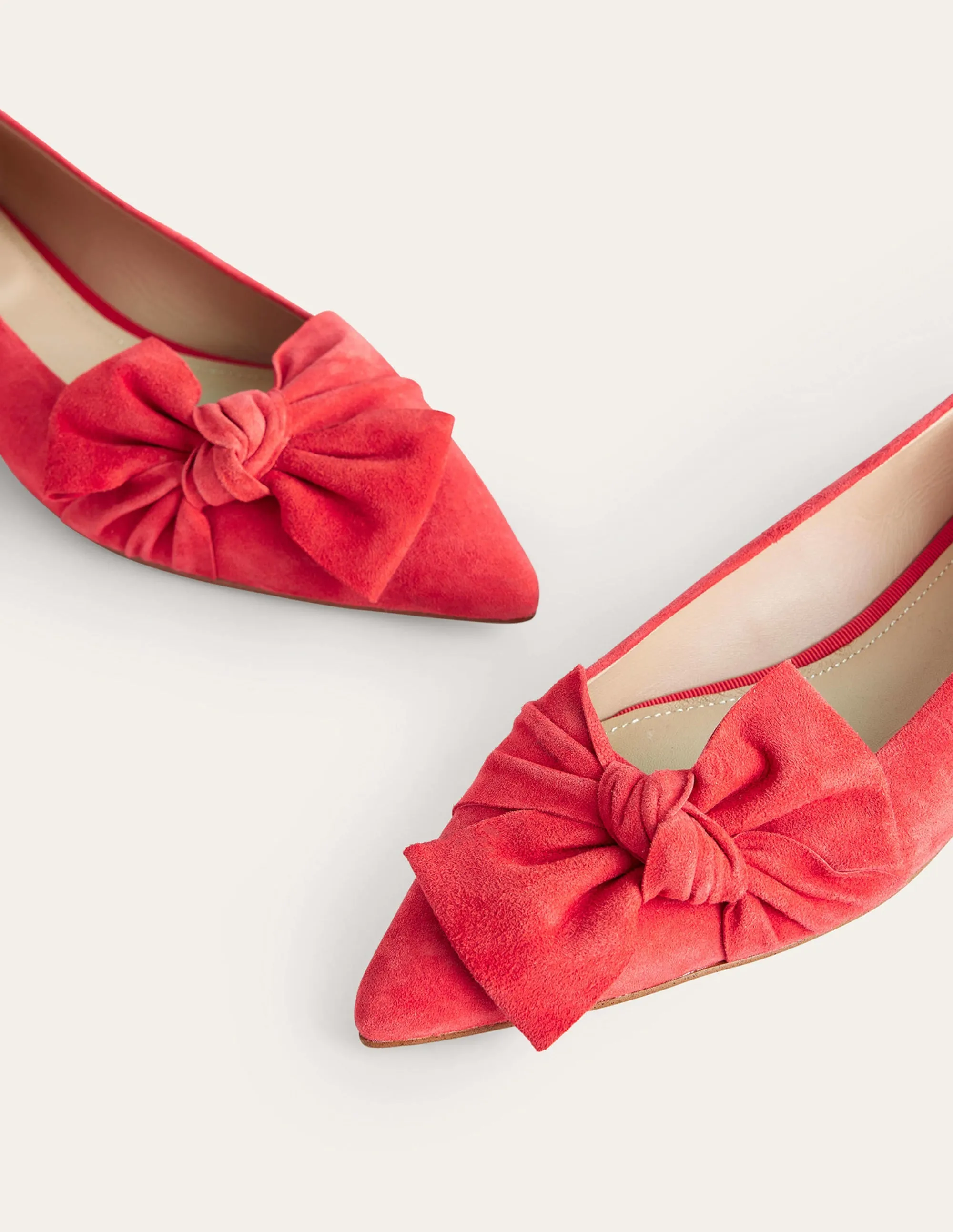 Bow Ballet Flats-Brilliant Red Suede