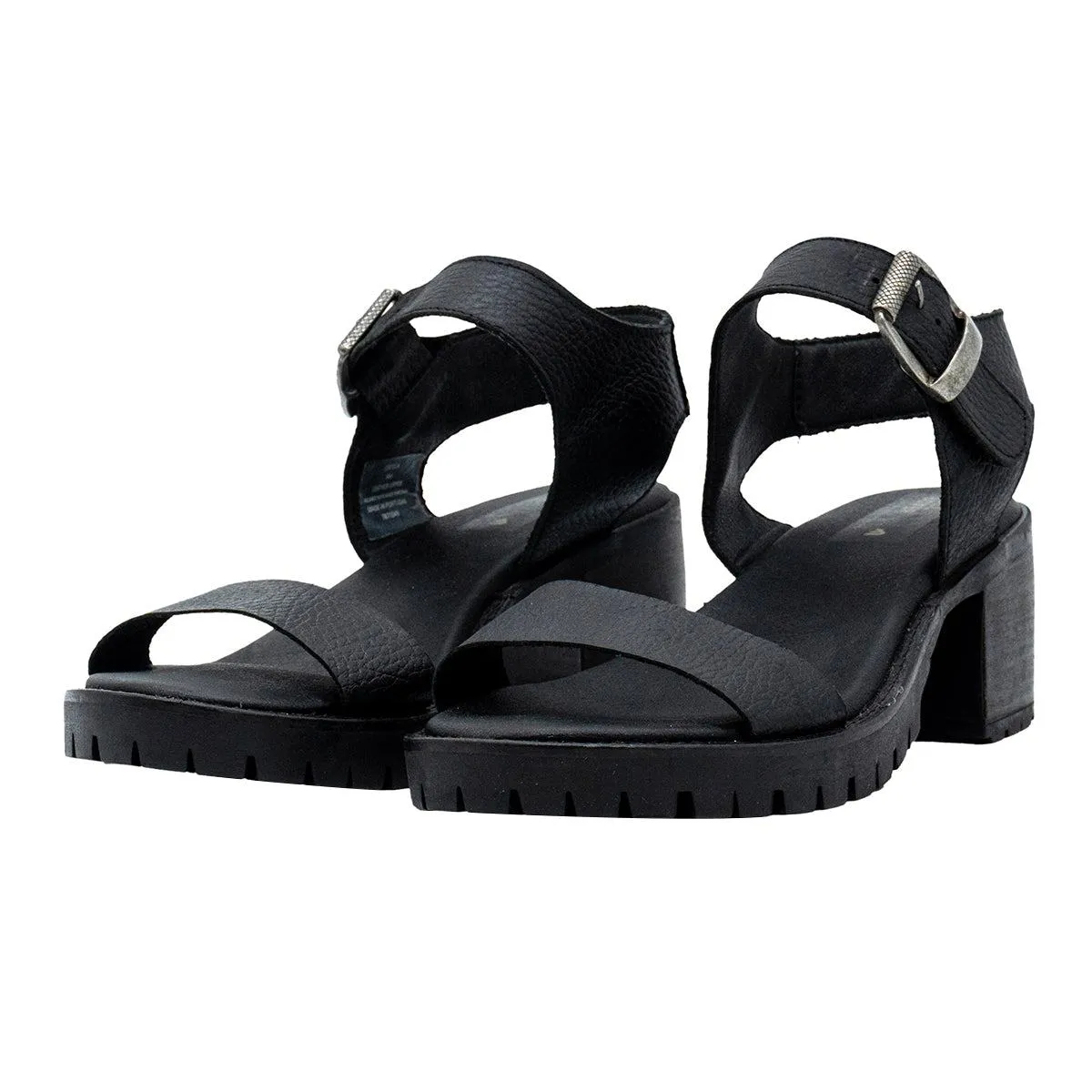 Bull Boxer Cecilia Chunky Mid-Heel Sandals Leather Black Colour For Women