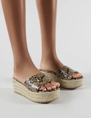 Cami Flatform Espadrille Sliders in Snakeskin