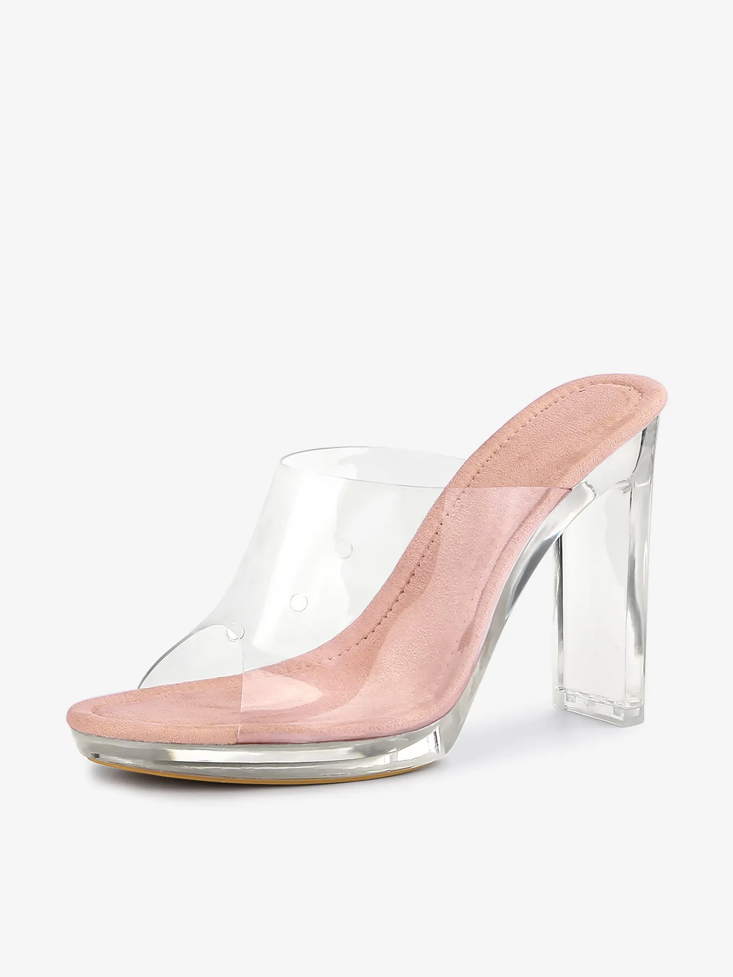 Clear Heel Platform Open Toe Chunky Slides Sandals