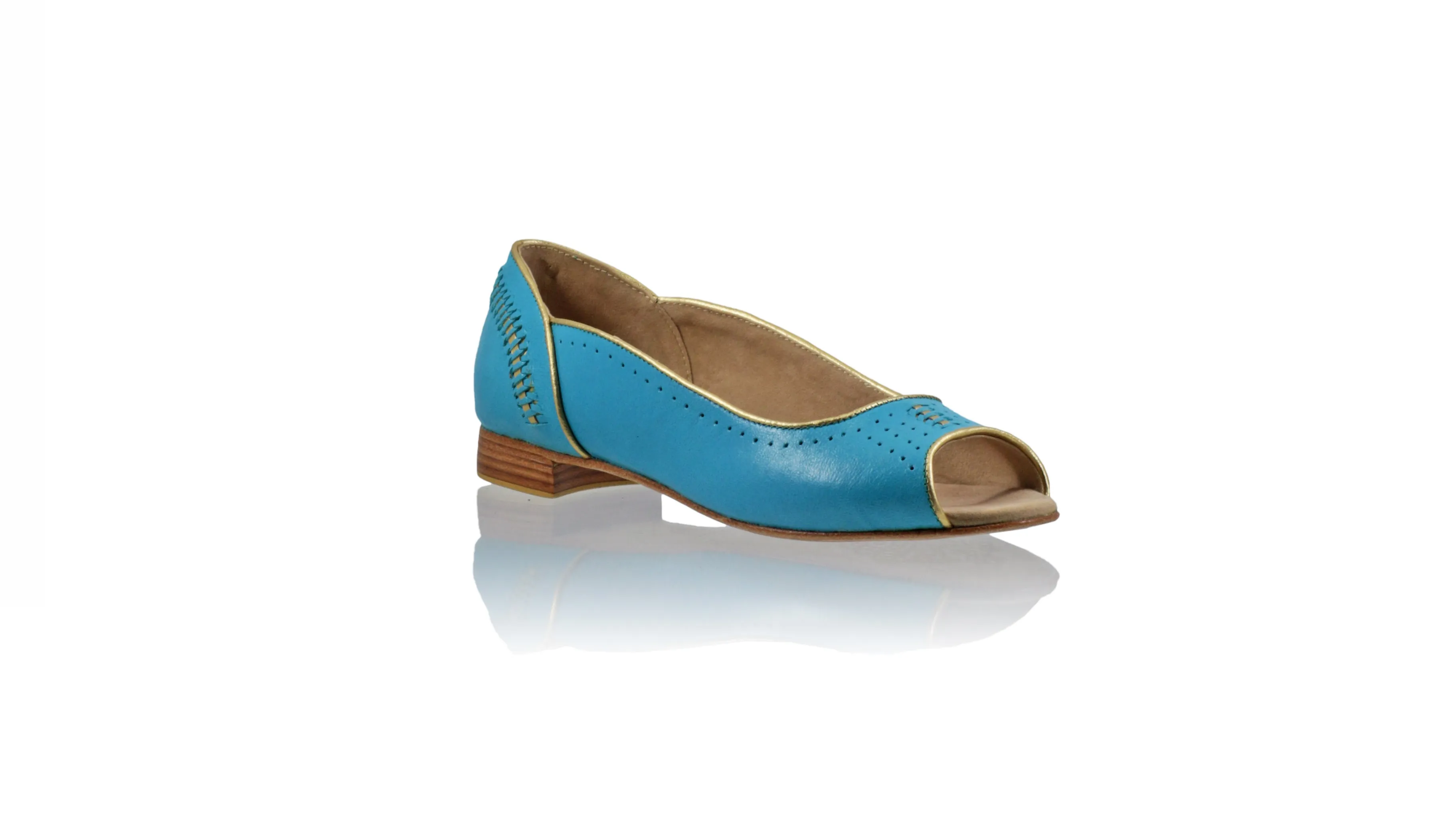 Donna 20mm Peeptoe Ballet - Turquoise & Gold