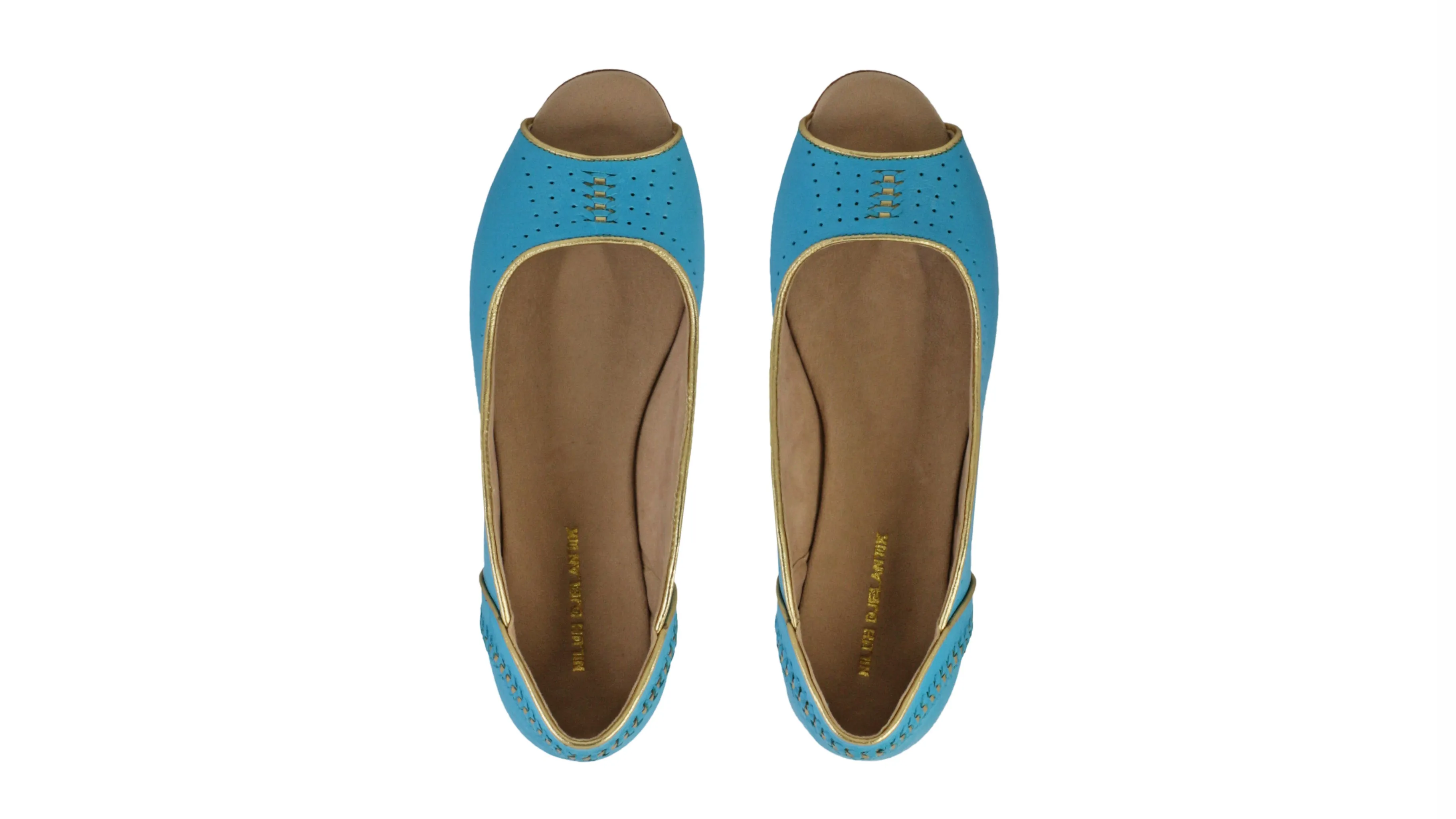 Donna 20mm Peeptoe Ballet - Turquoise & Gold