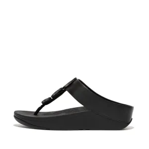 FitFlop Halo Metallic Trim Toe Post Sandals Black