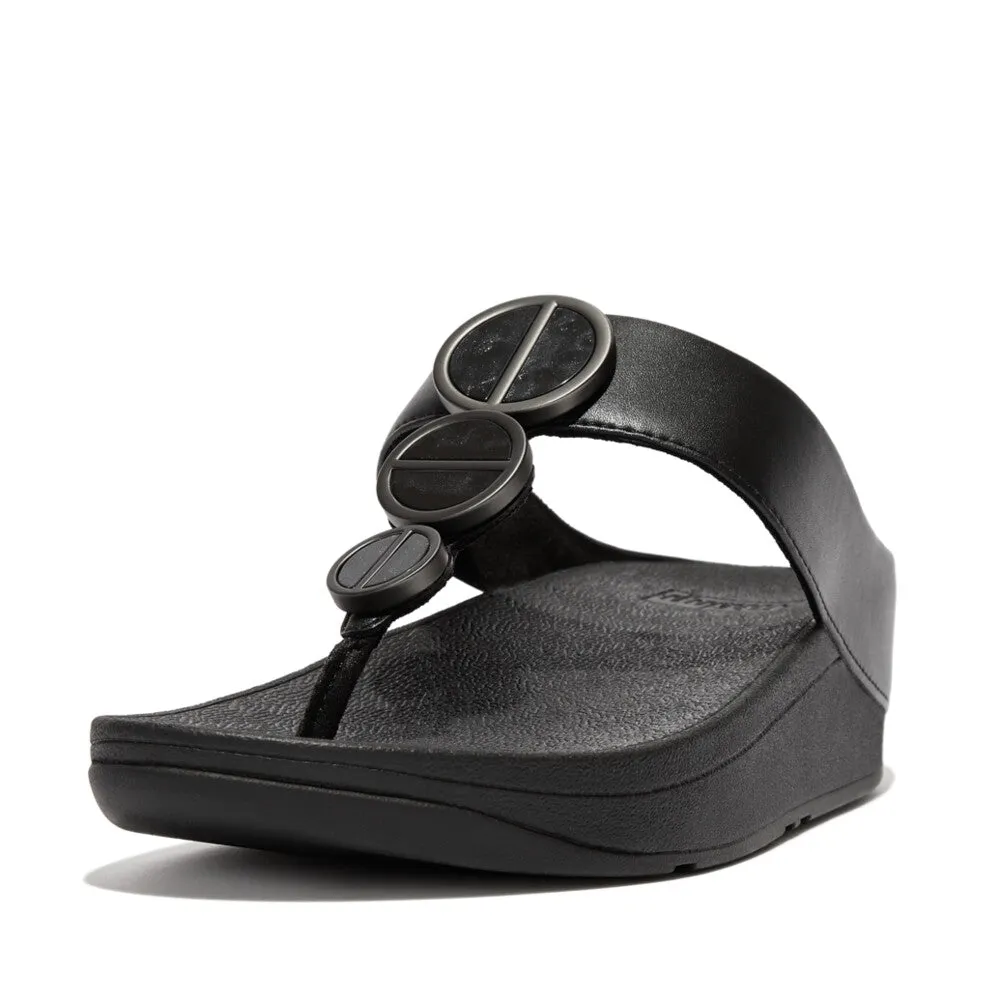 FitFlop Halo Metallic Trim Toe Post Sandals Black