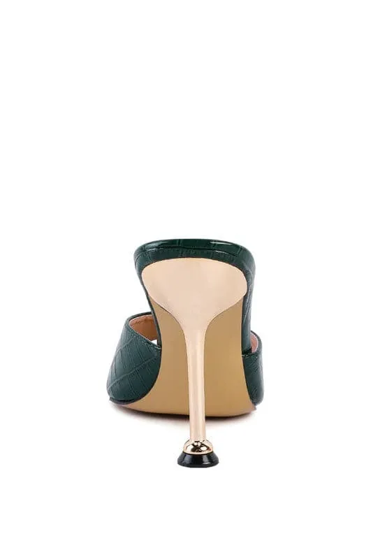 French Cut Metallic High Heel Slides