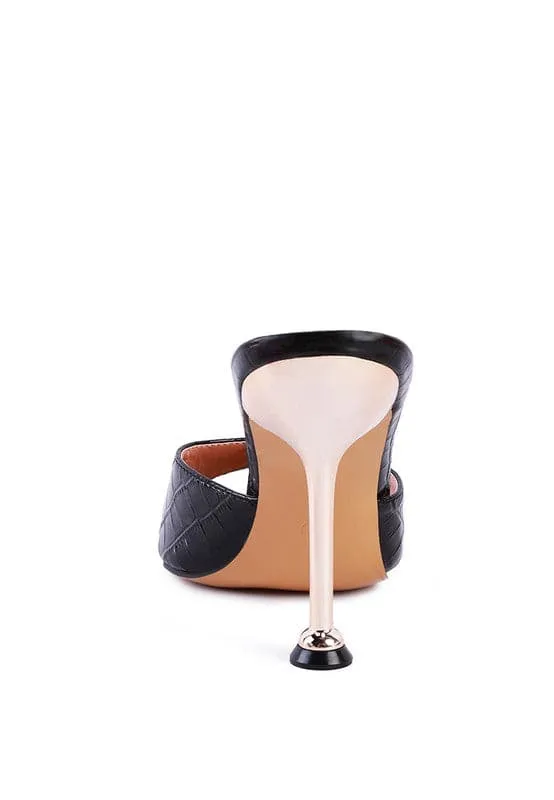 French Cut Metallic High Heel Slides