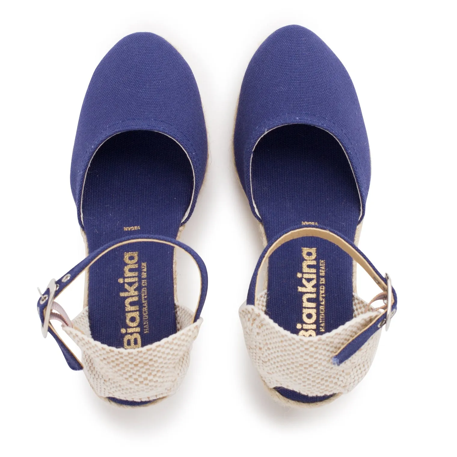 Granada Eco Canvas Vegan Espadrille Wedges - Navy