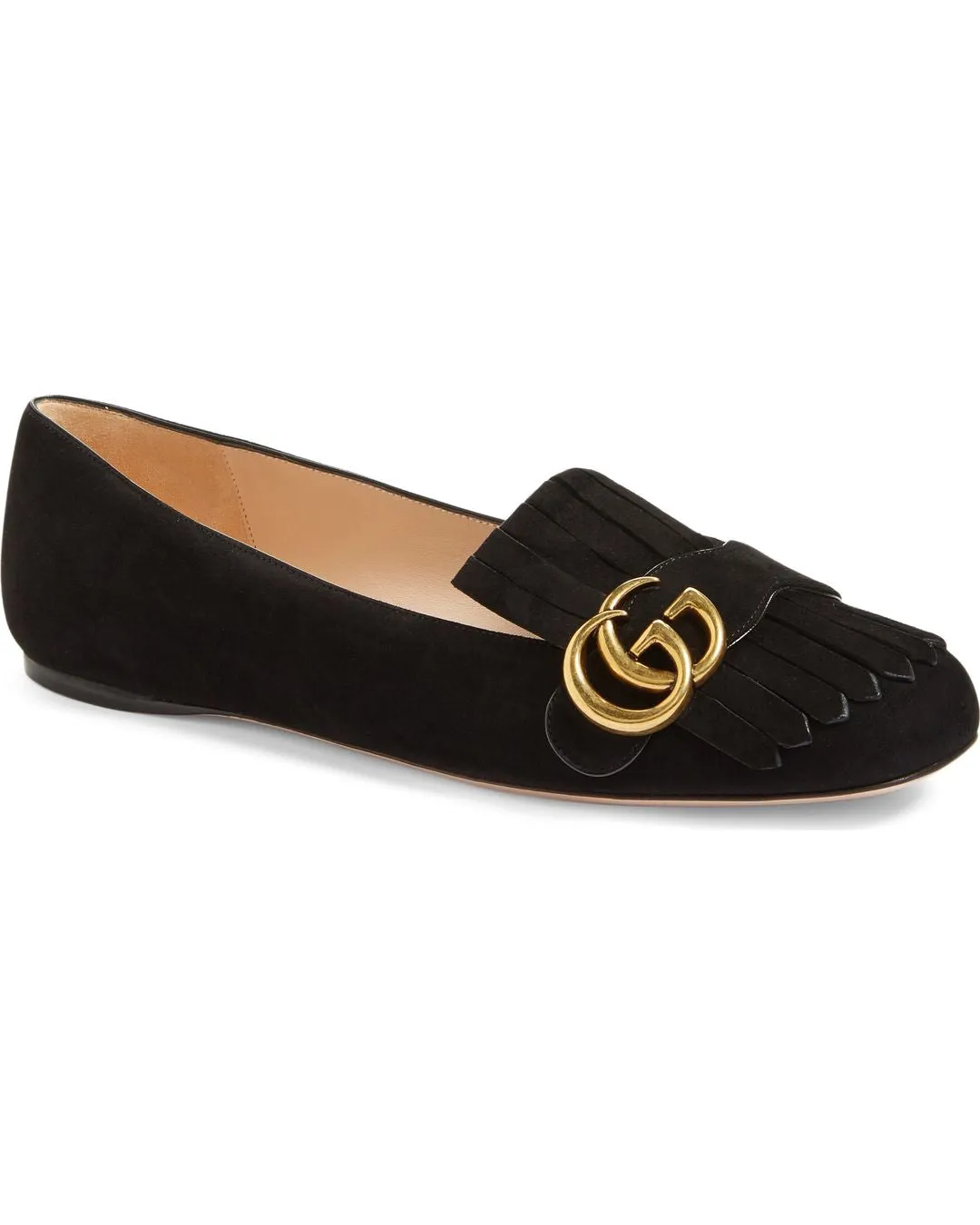 Gucci Marmont Fringe Flat Shoes