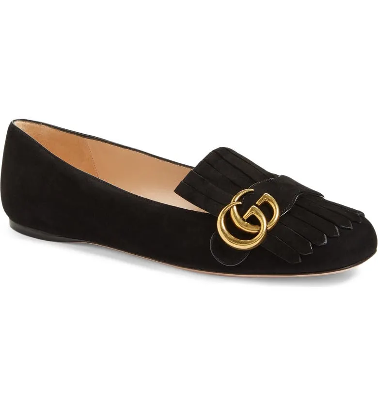 Gucci Marmont Fringe Flat Shoes