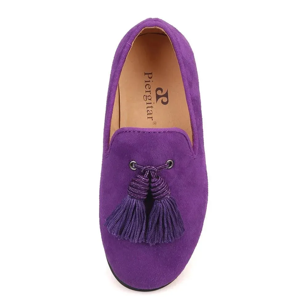 Kids Loafers Matching Style - Handcrafted Purple Suede Loafers for Parents and Kids