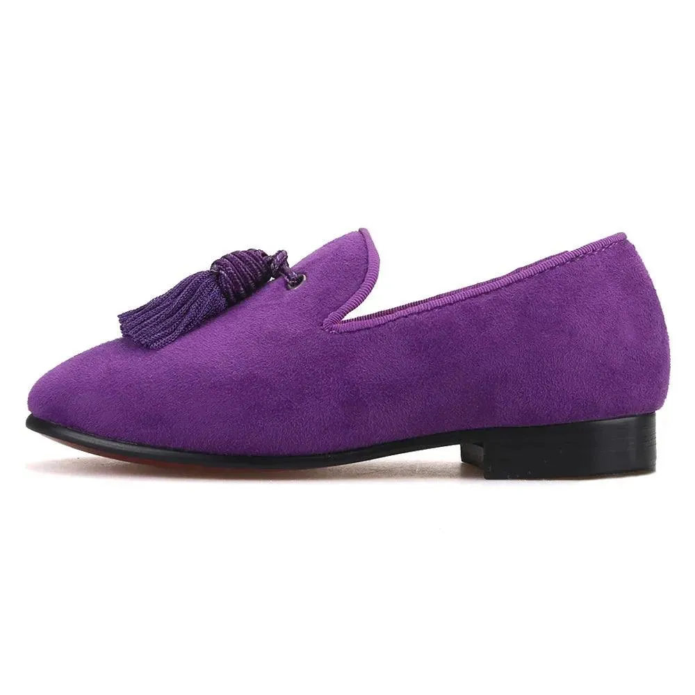 Kids Loafers Matching Style - Handcrafted Purple Suede Loafers for Parents and Kids