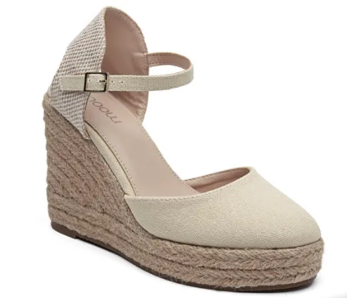 Lilith Beige Wedge Espadrille Sandals