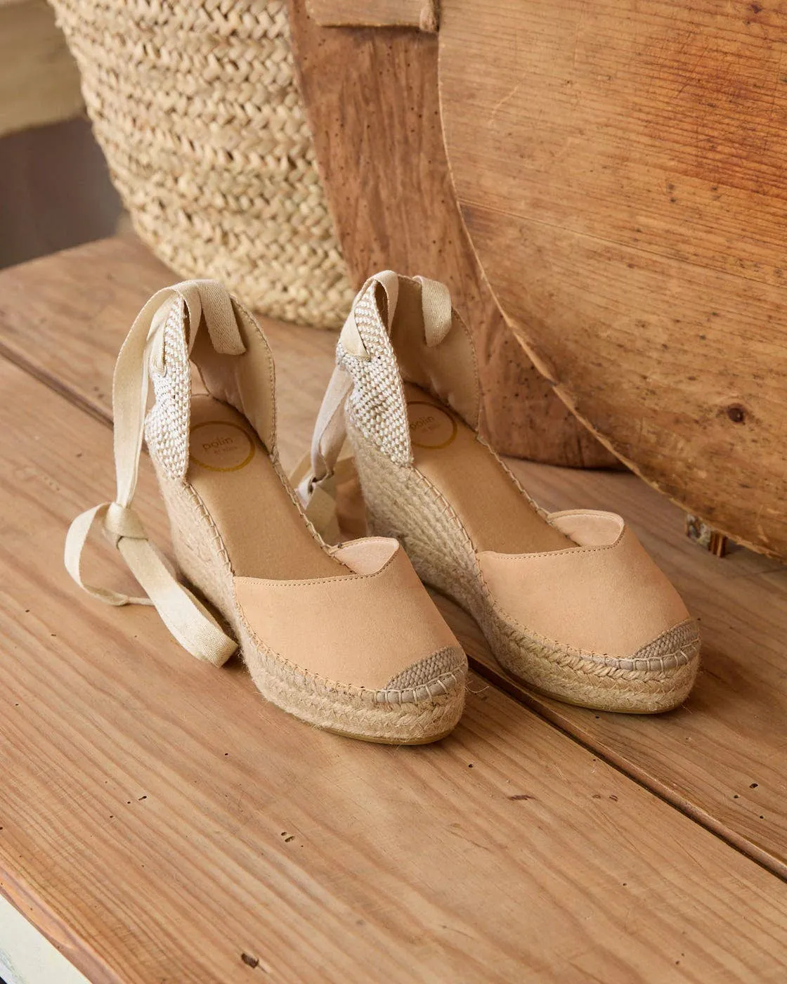 Lilith Heart Suede Espadrille-Beige