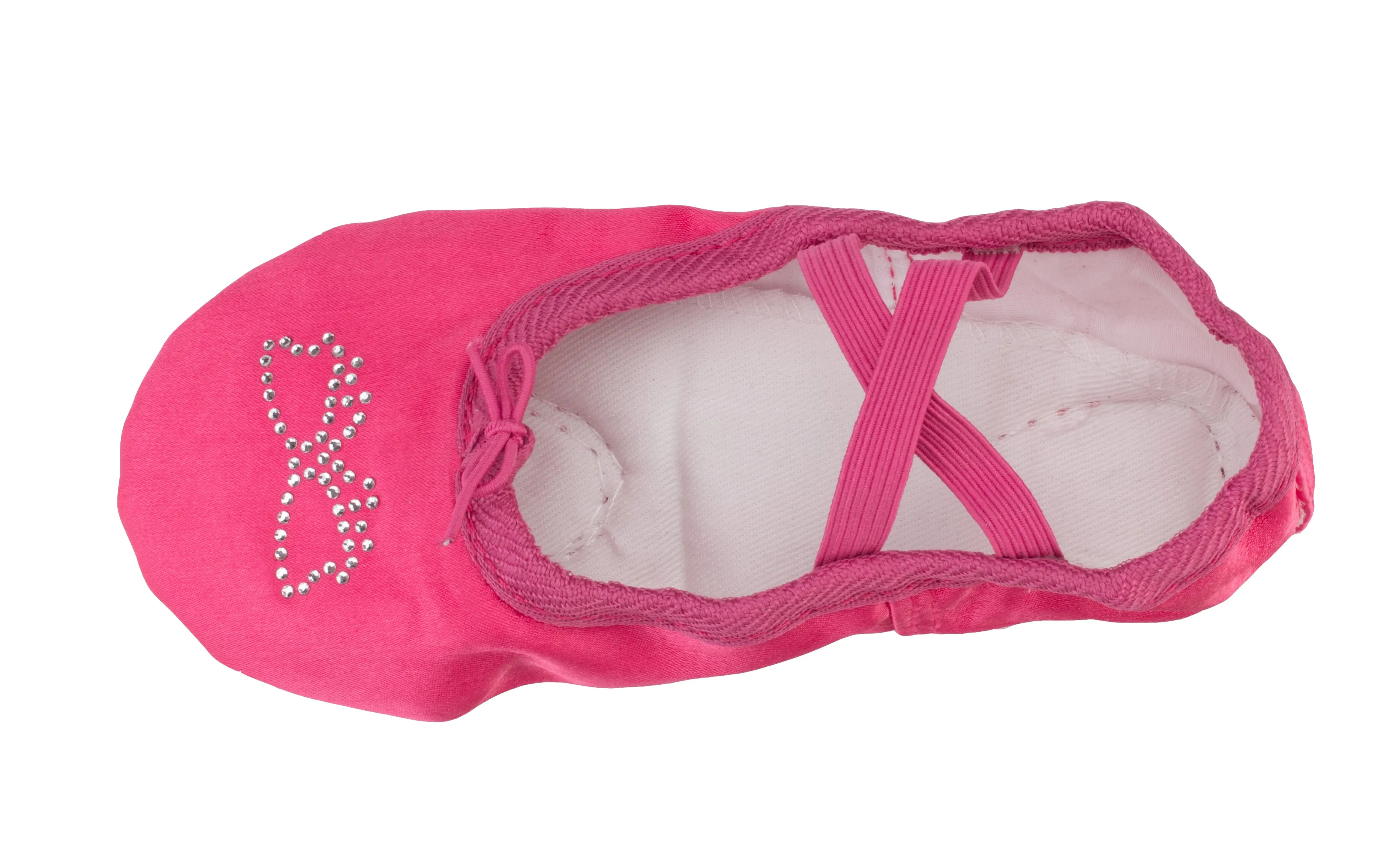 Little Girls Satin Yoga Ballet Flats with Rhinestone