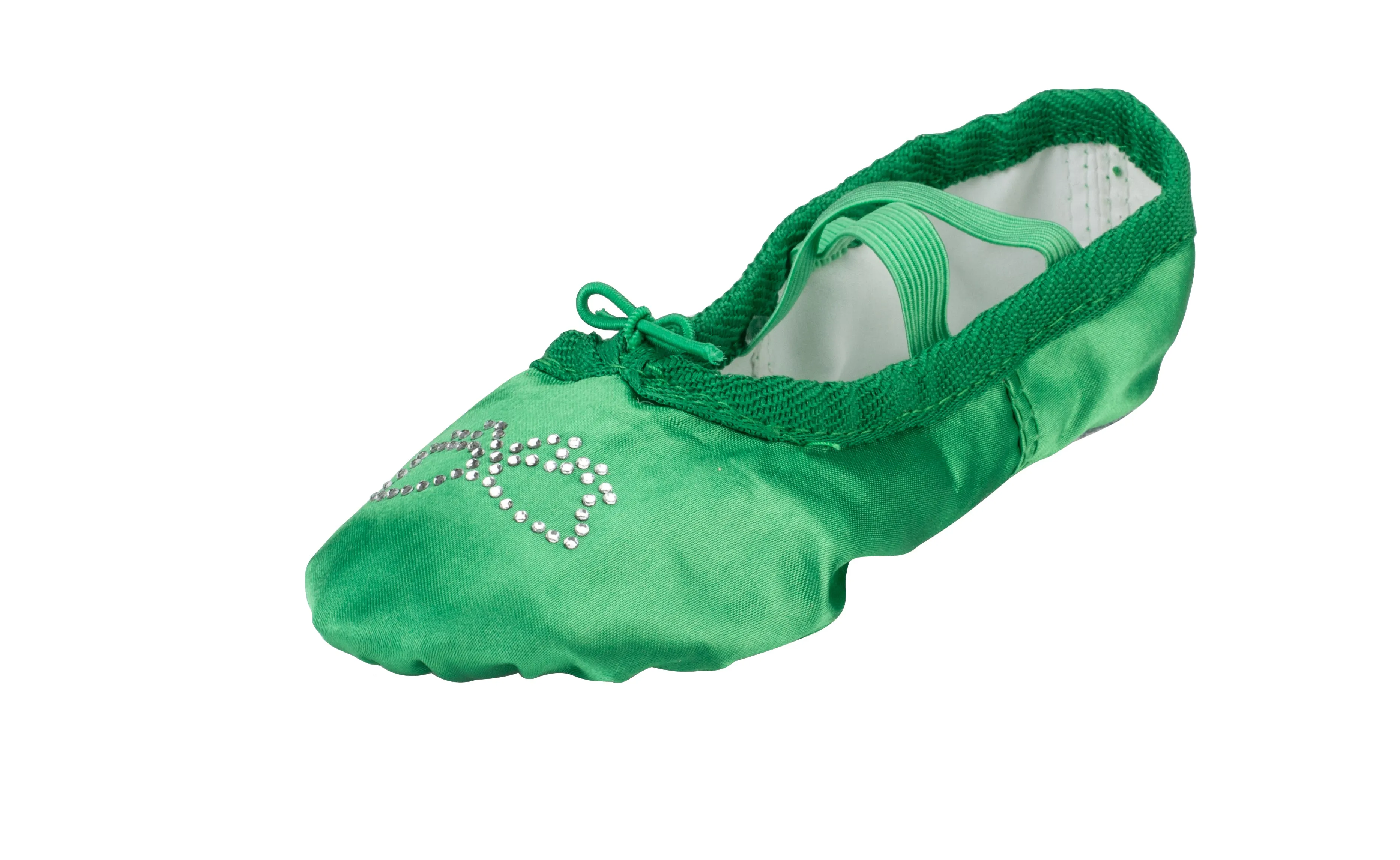 Little Girls Satin Yoga Ballet Flats with Rhinestone